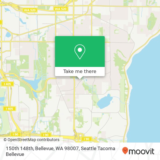 Mapa de 150th 148th, Bellevue, WA 98007
