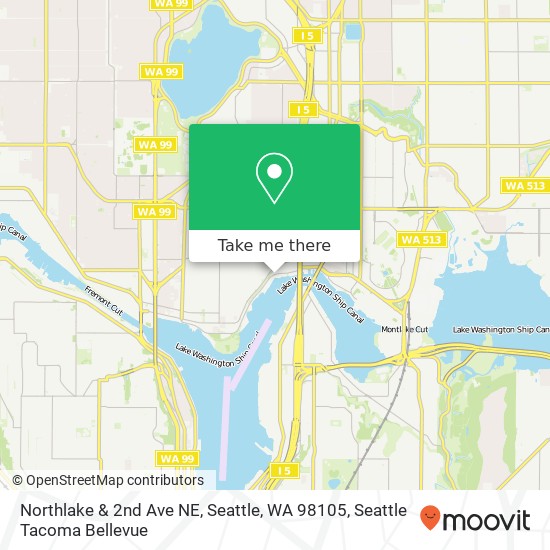 Mapa de Northlake & 2nd Ave NE, Seattle, WA 98105