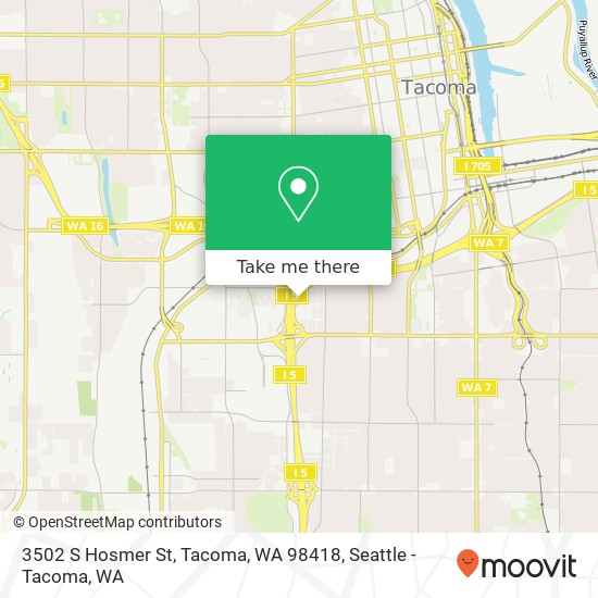 Mapa de 3502 S Hosmer St, Tacoma, WA 98418