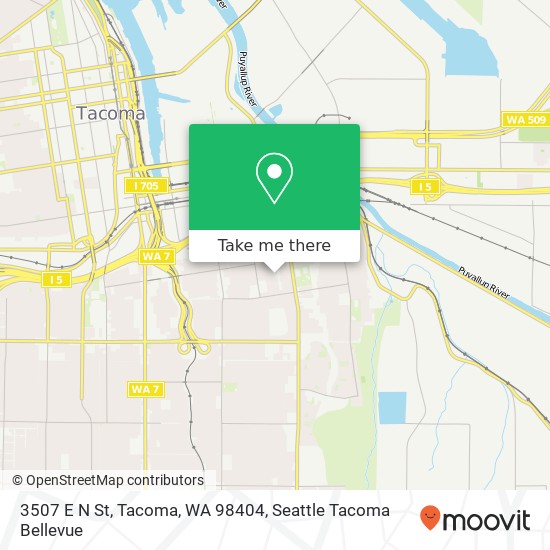 Mapa de 3507 E N St, Tacoma, WA 98404