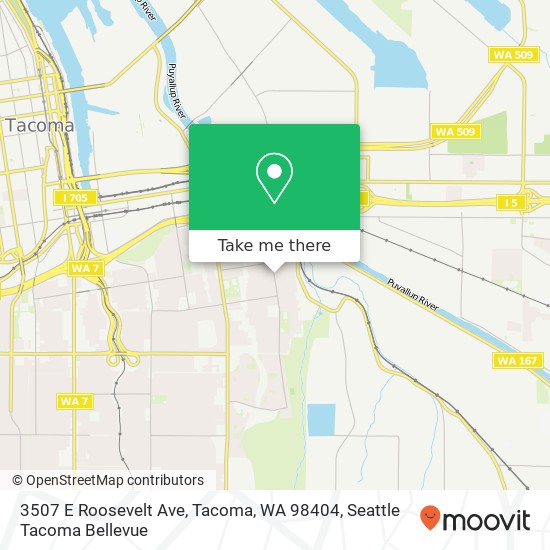 Mapa de 3507 E Roosevelt Ave, Tacoma, WA 98404