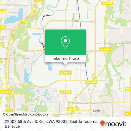 Mapa de 22002 68th Ave S, Kent, WA 98032