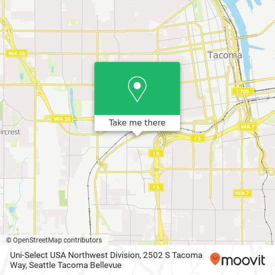 Mapa de Uni-Select USA Northwest Division, 2502 S Tacoma Way