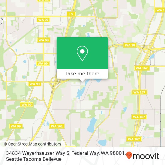 Mapa de 34834 Weyerhaeuser Way S, Federal Way, WA 98001