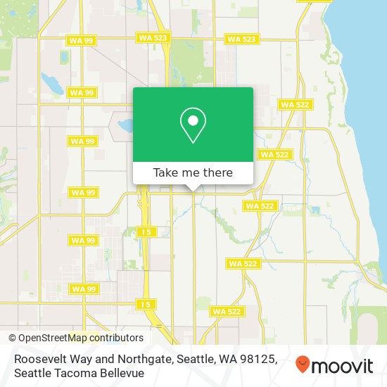 Roosevelt Way and Northgate, Seattle, WA 98125 map