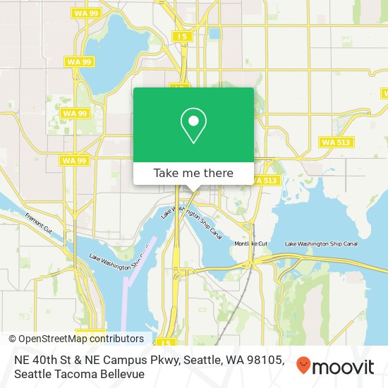 Mapa de NE 40th St & NE Campus Pkwy, Seattle, WA 98105