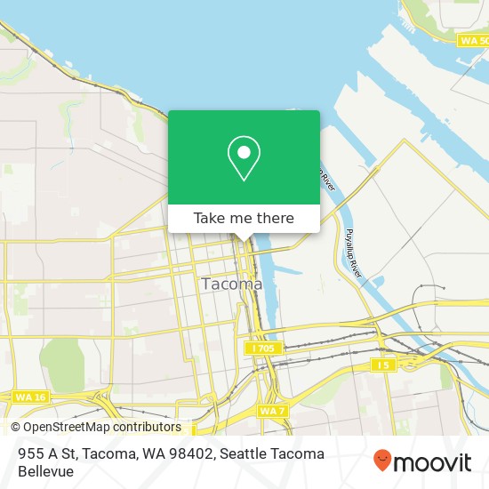 Mapa de 955 A St, Tacoma, WA 98402