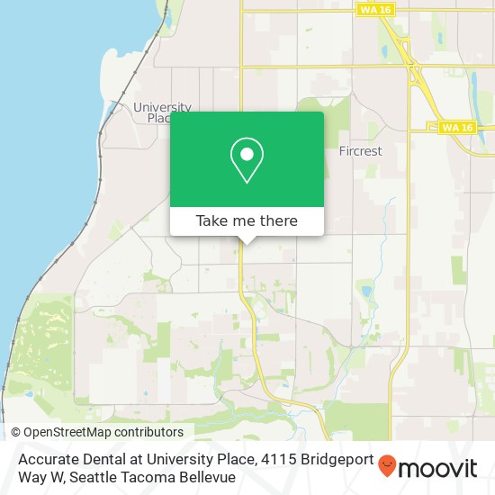 Mapa de Accurate Dental at University Place, 4115 Bridgeport Way W