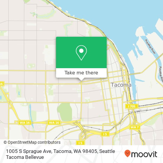 Mapa de 1005 S Sprague Ave, Tacoma, WA 98405