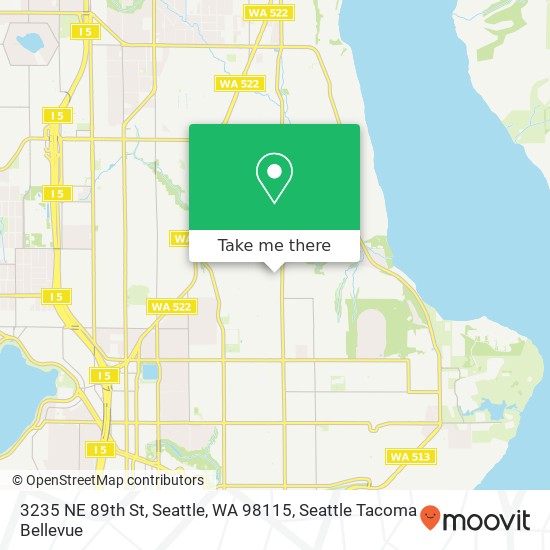 Mapa de 3235 NE 89th St, Seattle, WA 98115