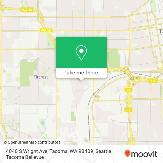 Mapa de 4040 S Wright Ave, Tacoma, WA 98409