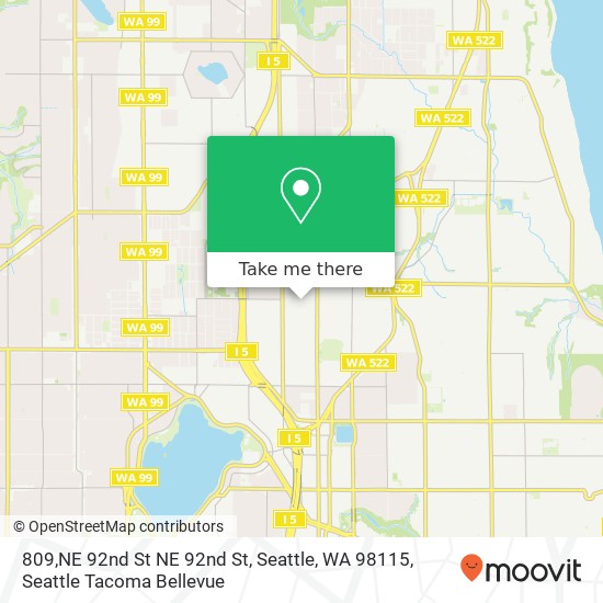 Mapa de 809,NE 92nd St NE 92nd St, Seattle, WA 98115