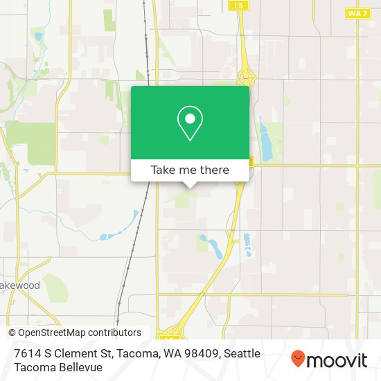 Mapa de 7614 S Clement St, Tacoma, WA 98409