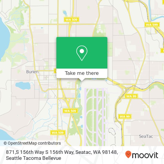 Mapa de 871,S 156th Way S 156th Way, Seatac, WA 98148