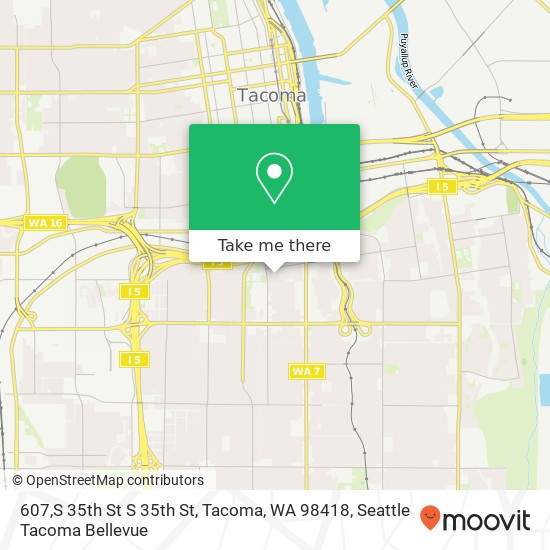 Mapa de 607,S 35th St S 35th St, Tacoma, WA 98418