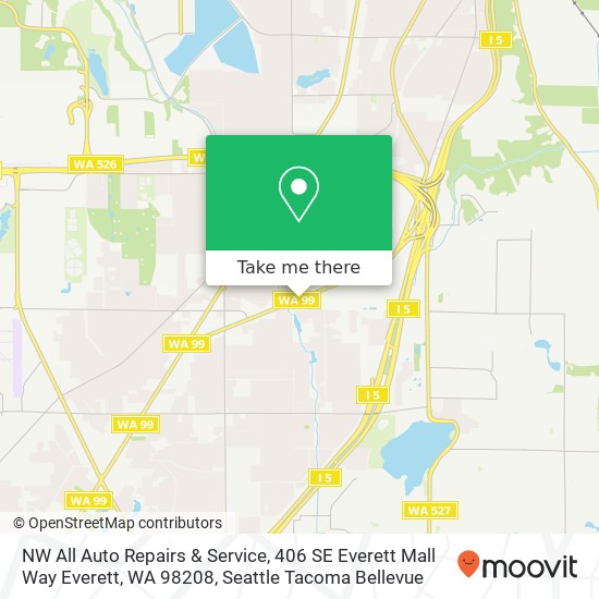 Mapa de NW All Auto Repairs & Service, 406 SE Everett Mall Way Everett, WA 98208