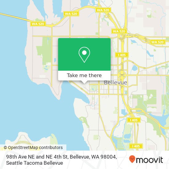 98th Ave NE and NE 4th St, Bellevue, WA 98004 map