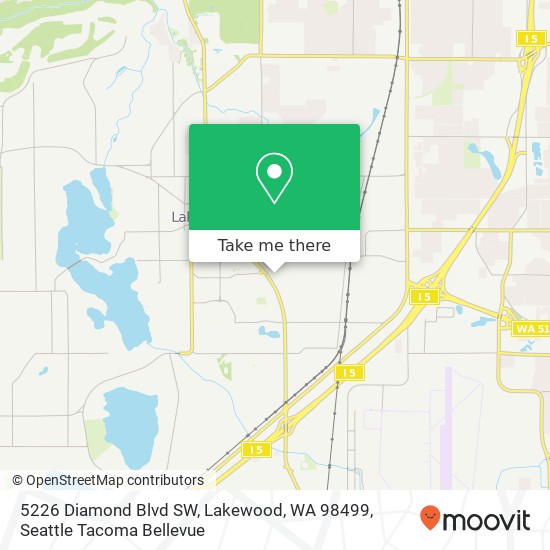 Mapa de 5226 Diamond Blvd SW, Lakewood, WA 98499
