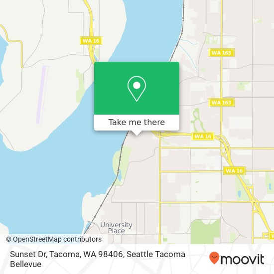 Mapa de Sunset Dr, Tacoma, WA 98406