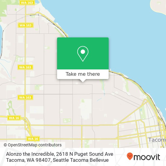Mapa de Alonzo the Incredible, 2618 N Puget Sound Ave Tacoma, WA 98407