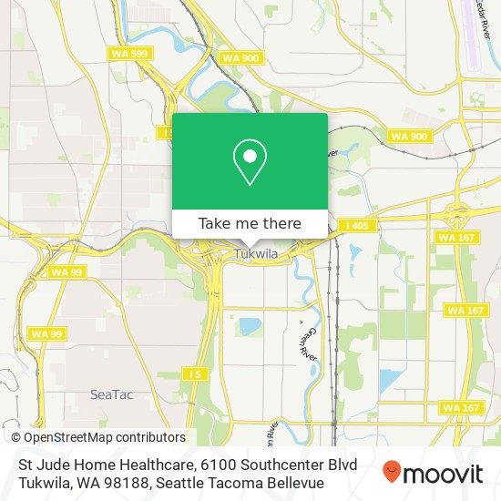 Mapa de St Jude Home Healthcare, 6100 Southcenter Blvd Tukwila, WA 98188