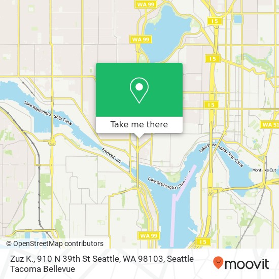 Mapa de Zuz K., 910 N 39th St Seattle, WA 98103