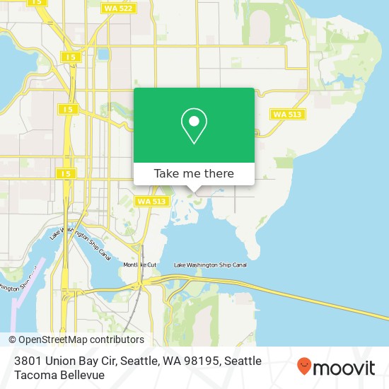 Mapa de 3801 Union Bay Cir, Seattle, WA 98195