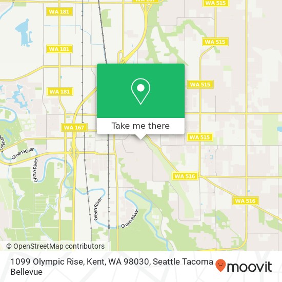 Mapa de 1099 Olympic Rise, Kent, WA 98030