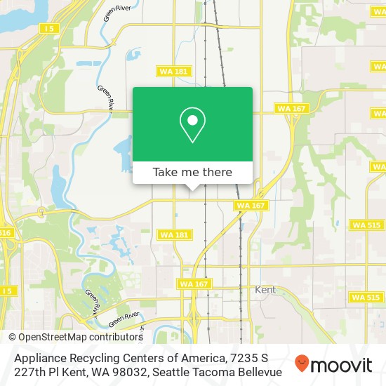 Mapa de Appliance Recycling Centers of America, 7235 S 227th Pl Kent, WA 98032