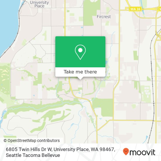 Mapa de 6805 Twin Hills Dr W, University Place, WA 98467