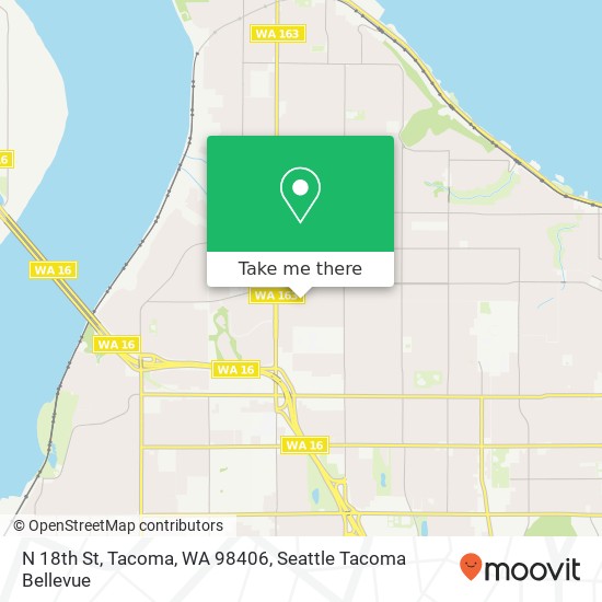 Mapa de N 18th St, Tacoma, WA 98406