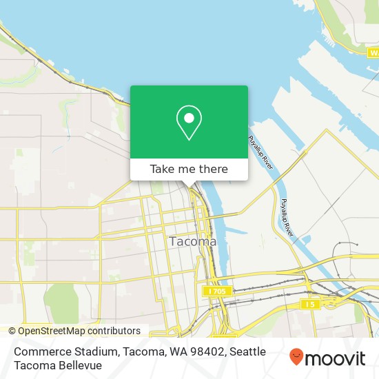 Mapa de Commerce Stadium, Tacoma, WA 98402