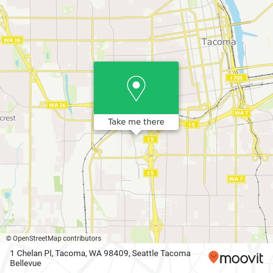 Mapa de 1 Chelan Pl, Tacoma, WA 98409