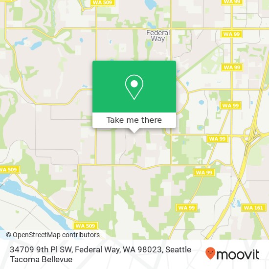 Mapa de 34709 9th Pl SW, Federal Way, WA 98023