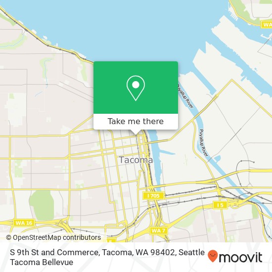 S 9th St and Commerce, Tacoma, WA 98402 map