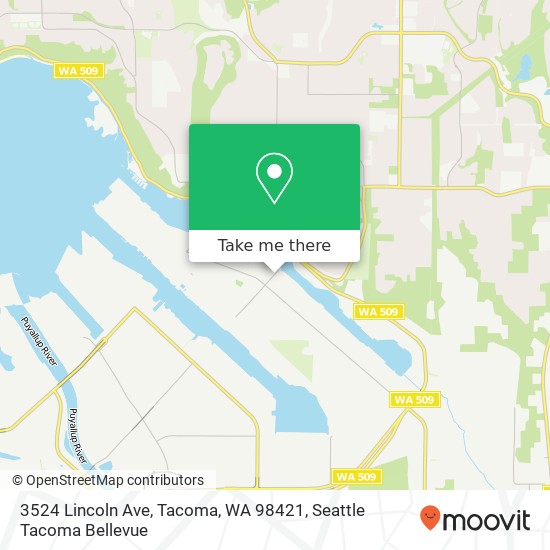 Mapa de 3524 Lincoln Ave, Tacoma, WA 98421