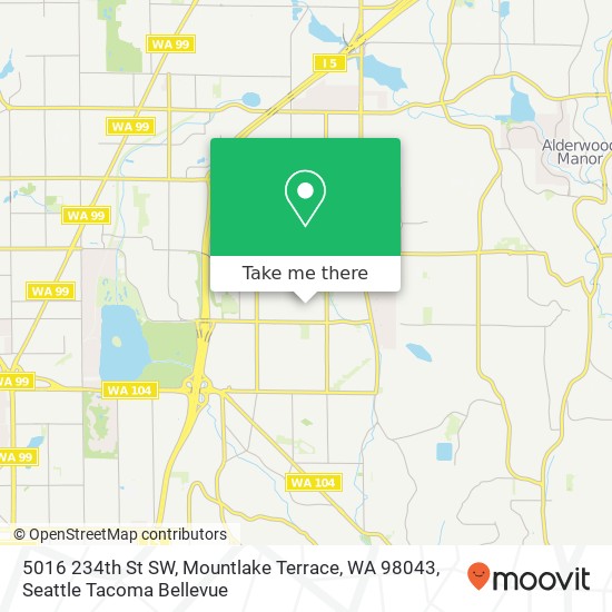 Mapa de 5016 234th St SW, Mountlake Terrace, WA 98043