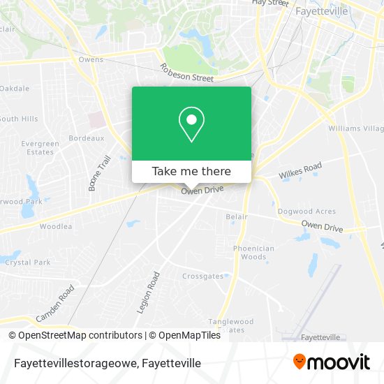 Fayettevillestorageowe map