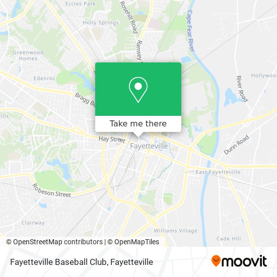 Fayetteville Baseball Club map