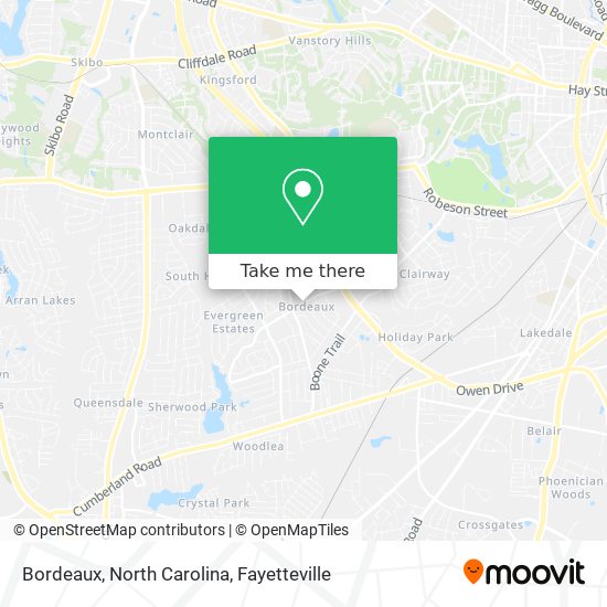 Mapa de Bordeaux, North Carolina
