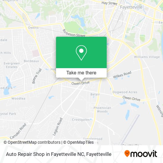 Auto Repair Shop in Fayetteville NC map
