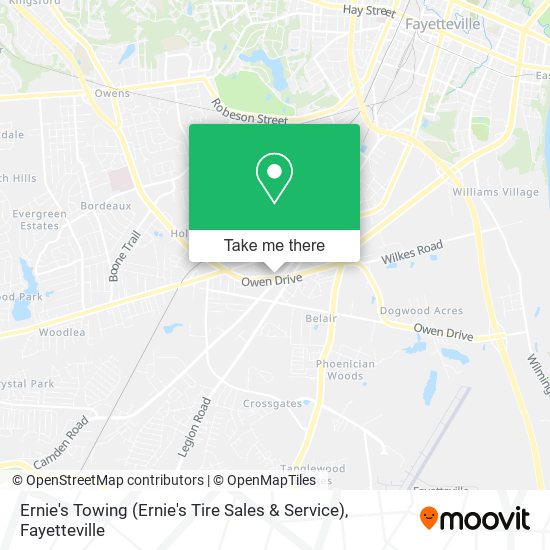 Ernie's Towing (Ernie's Tire Sales & Service) map