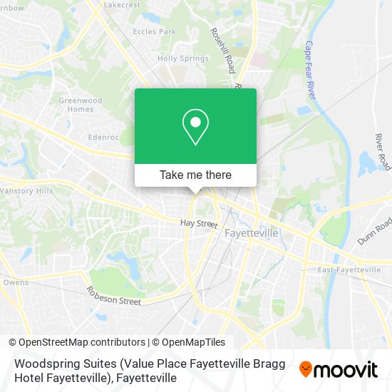 Mapa de Woodspring Suites (Value Place Fayetteville Bragg Hotel Fayetteville)