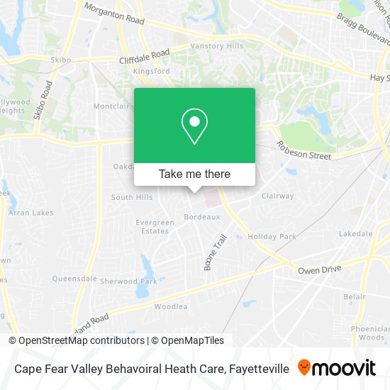 Cape Fear Valley Behavoiral Heath Care map
