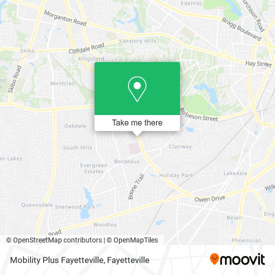 Mapa de Mobility Plus Fayetteville