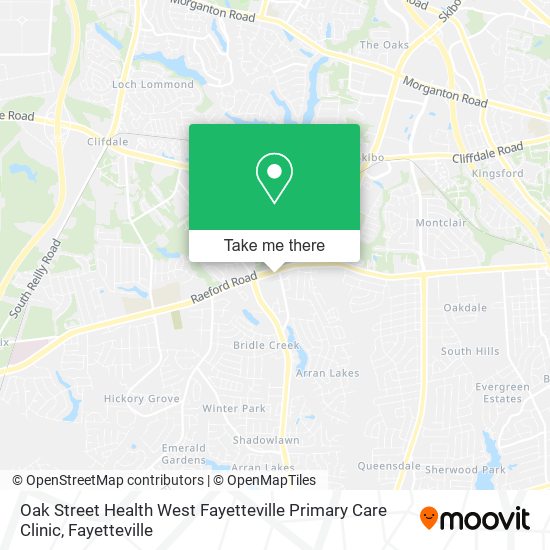 Mapa de Oak Street Health West Fayetteville Primary Care Clinic