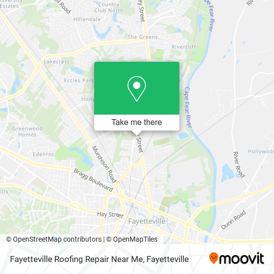 Mapa de Fayetteville Roofing Repair Near Me