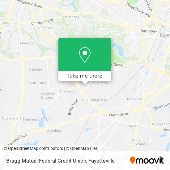 Mapa de Bragg Mutual Federal Credit Union