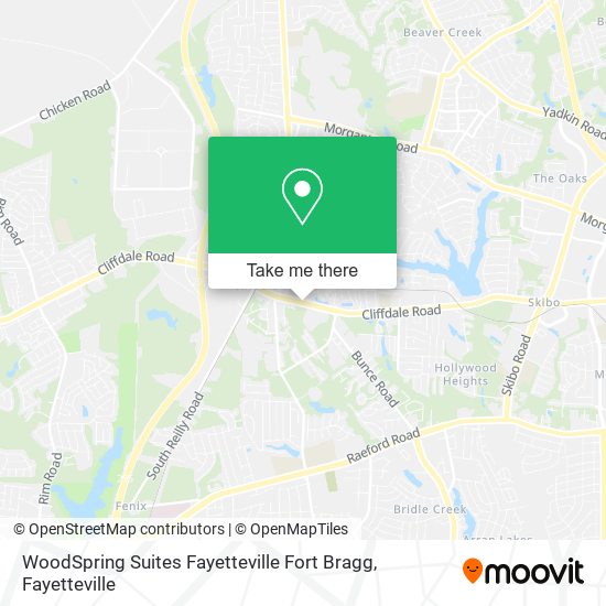 Mapa de WoodSpring Suites Fayetteville Fort Bragg
