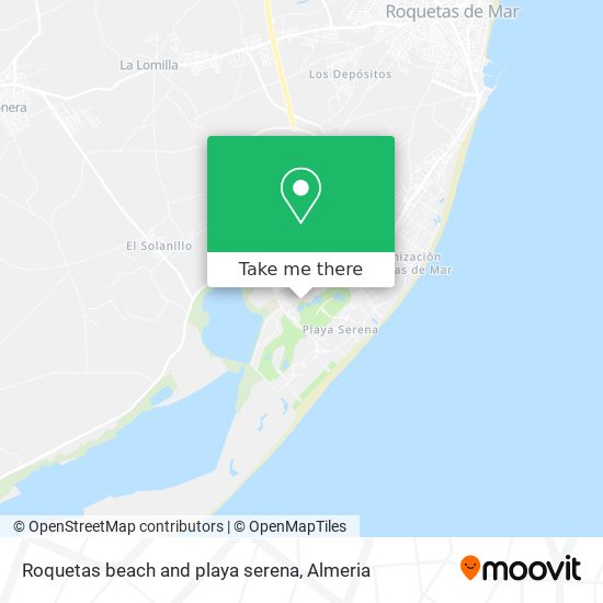Roquetas beach and playa serena map
